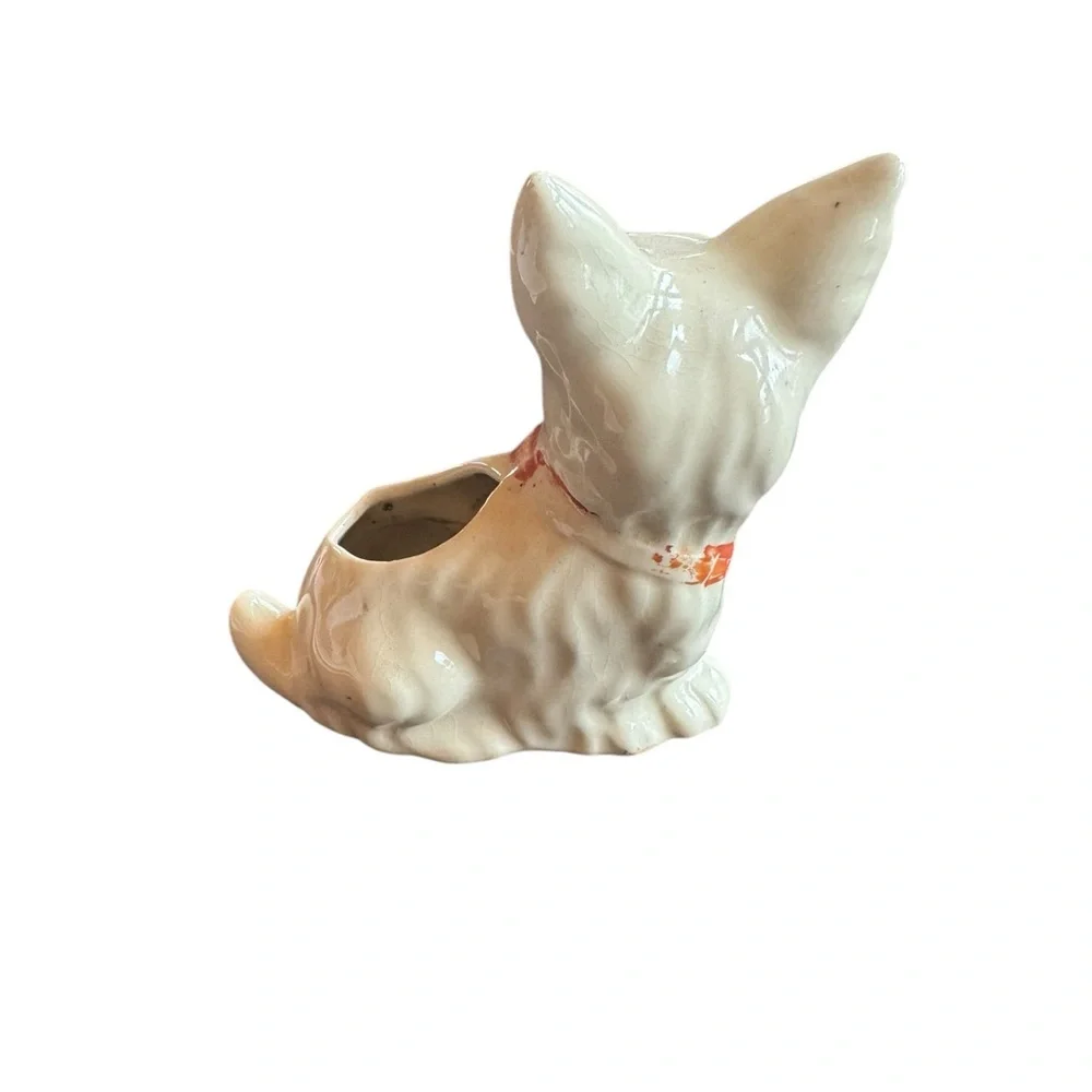 Vintage Ceramic‎ White Scottish Terrier Dog Planter